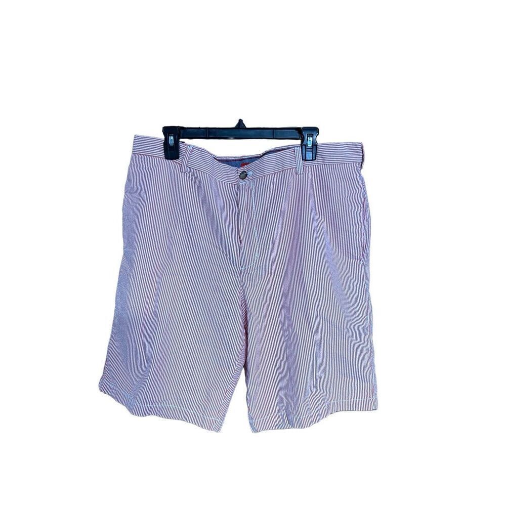 Izod Size 38 Seersucker Striped Red and White Shorts